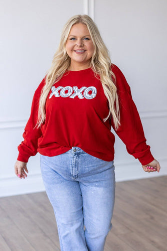 XOXO on Red Crewneck