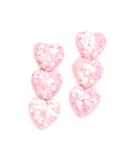 Heart Full of Confetti Hair Clips - Pink